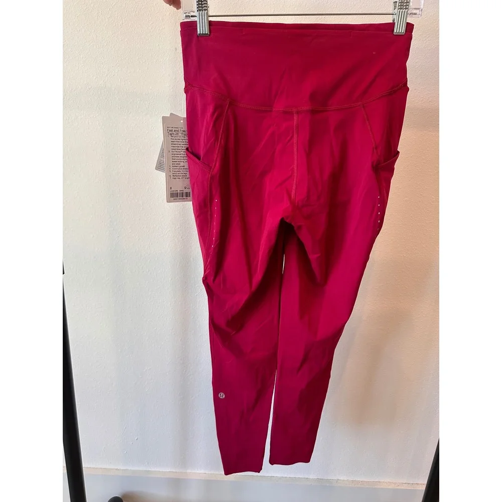 Lululemon Fast and Free High-Rise Tight 25 Pockets Pink Nulux Running Leggings 8 - Picture 5 of 5